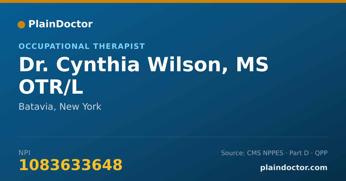 Shareable card for Cynthia Wilson, MS OTR/L - Occupational Therapist, Batavia, NY
