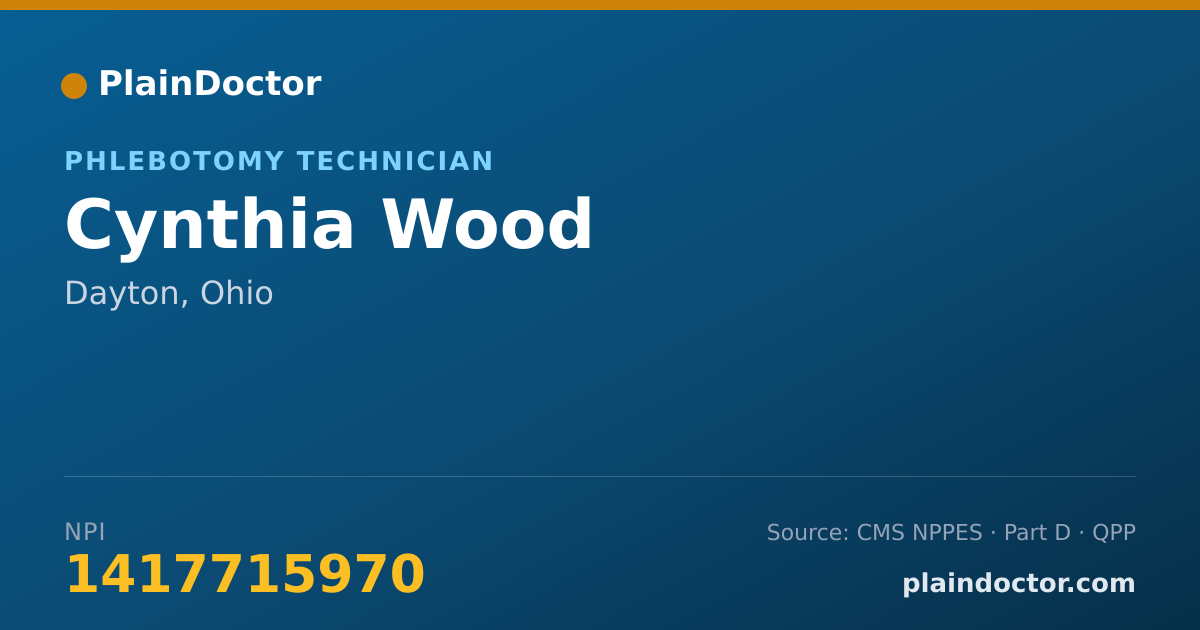 Shareable card for Cynthia Wood - Phlebotomy Technician, Dayton, OH