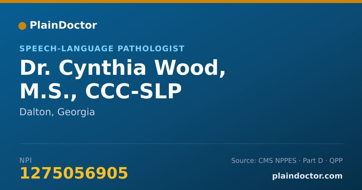 Shareable card for Cynthia Wood, M.S., CCC-SLP - Speech-Language Pathologist, Dalton, GA