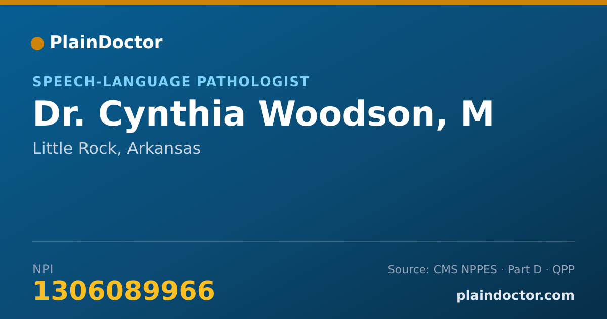 Shareable card for Cynthia Woodson, M - Speech-Language Pathologist, Little Rock, AR