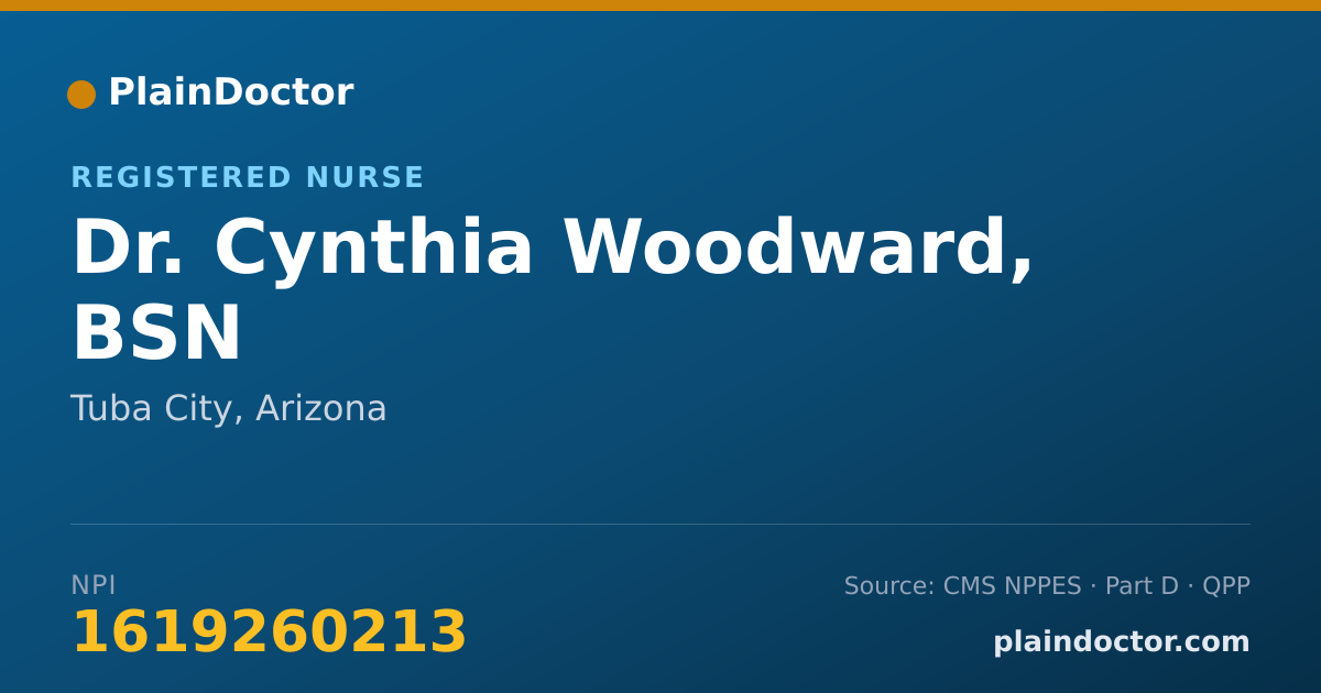 Shareable card for Cynthia Woodward, BSN - Registered Nurse, Tuba City, AZ