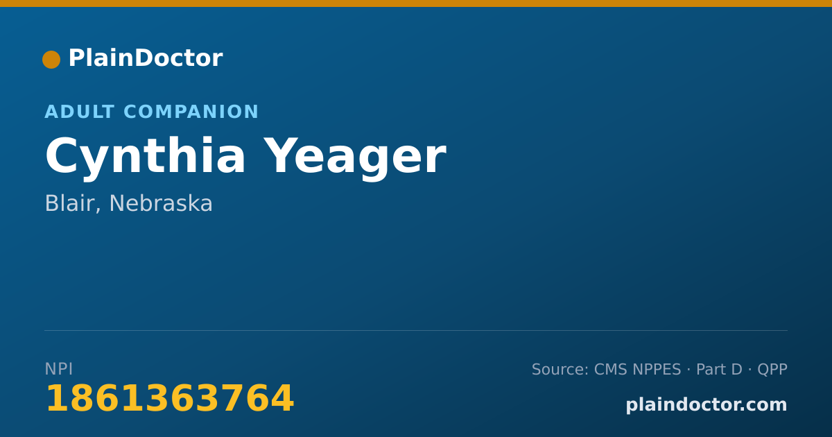 Shareable card for Cynthia Yeager - Adult Companion, Blair, NE