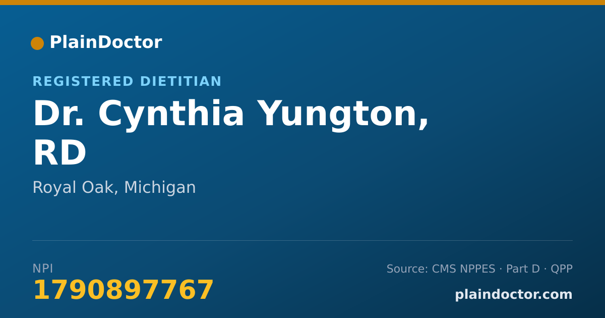 Shareable card for Cynthia Yungton, RD - Registered Dietitian, Royal Oak, MI