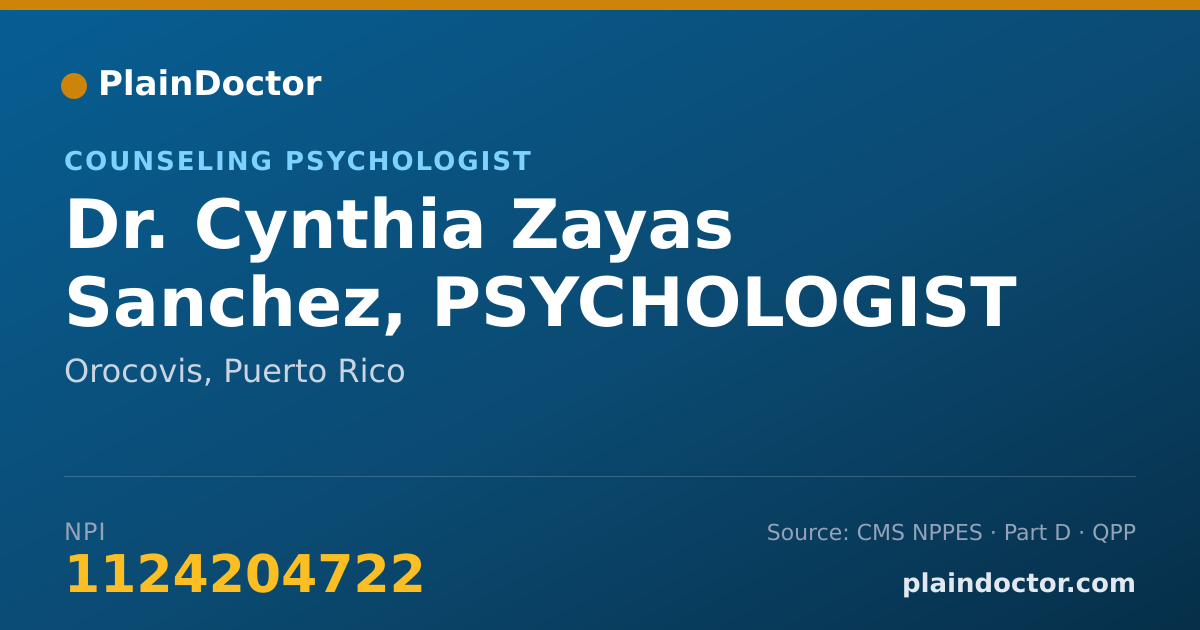 Shareable card for Cynthia Zayas Sanchez, PSYCHOLOGIST PSY.D - Counseling Psychologist, Orocovis, PR