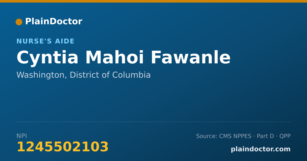 Shareable card for Cyntia Mahoi Fawanle - Nurse's Aide, Washington, DC