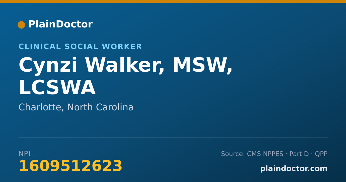 Shareable card for Cynzi Walker, MSW, LCSWA - Clinical Social Worker, Charlotte, NC
