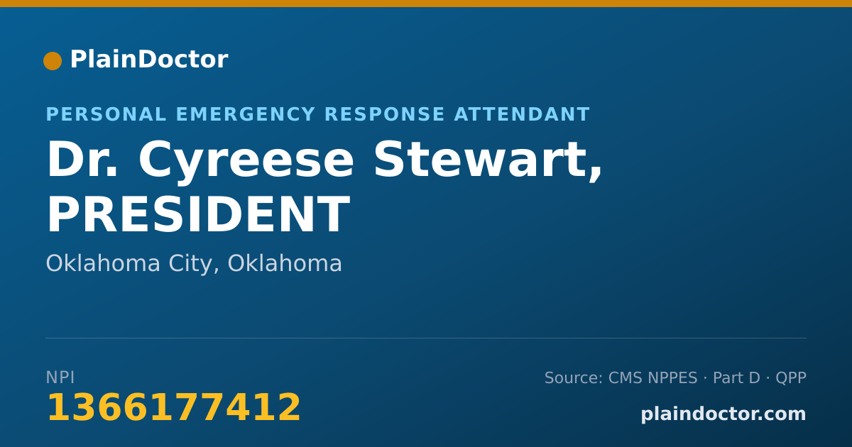 Shareable card for Cyreese Stewart, PRESIDENT - Personal Emergency Response Attendant, Oklahoma City, OK