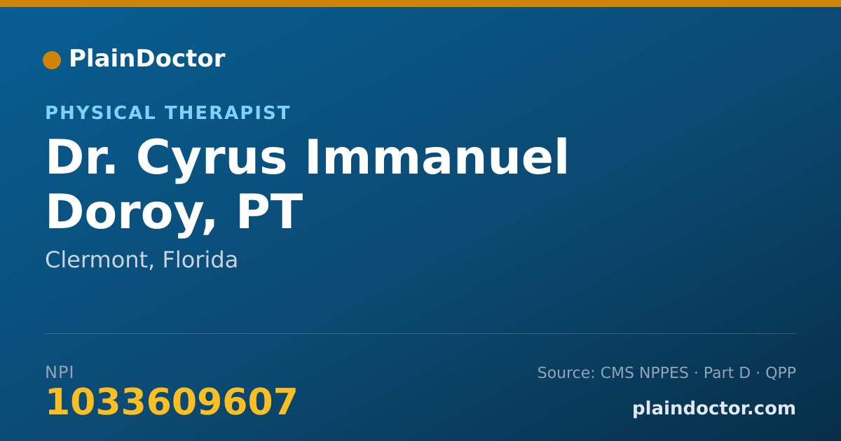 Shareable card for Cyrus Immanuel Doroy, PT - Physical Therapist, Clermont, FL
