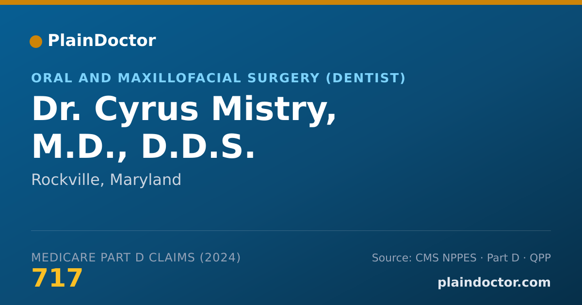 Shareable card for Cyrus Mistry, M.D., D.D.S. - Oral and Maxillofacial Surgery (Dentist), Rockville, MD