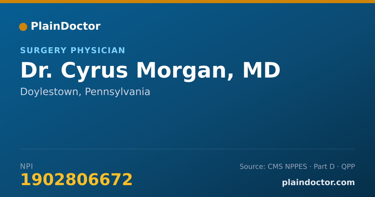 Shareable card for Cyrus Morgan, MD - Surgery Physician, Doylestown, PA