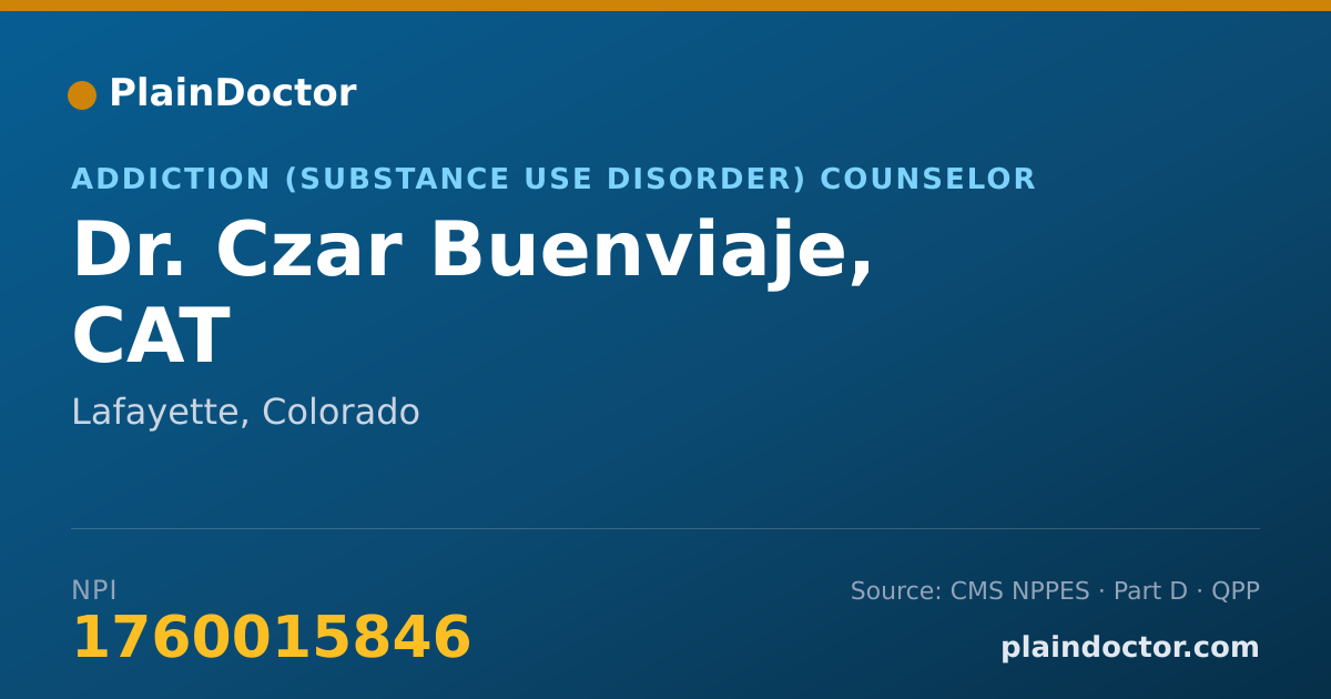 Shareable card for Czar Buenviaje, CAT - Addiction (Substance Use Disorder) Counselor, Lafayette, CO