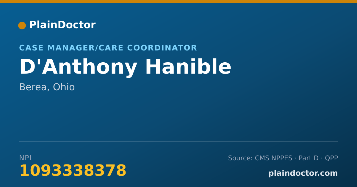Shareable card for D'Anthony Hanible - Case Manager/Care Coordinator, Berea, OH