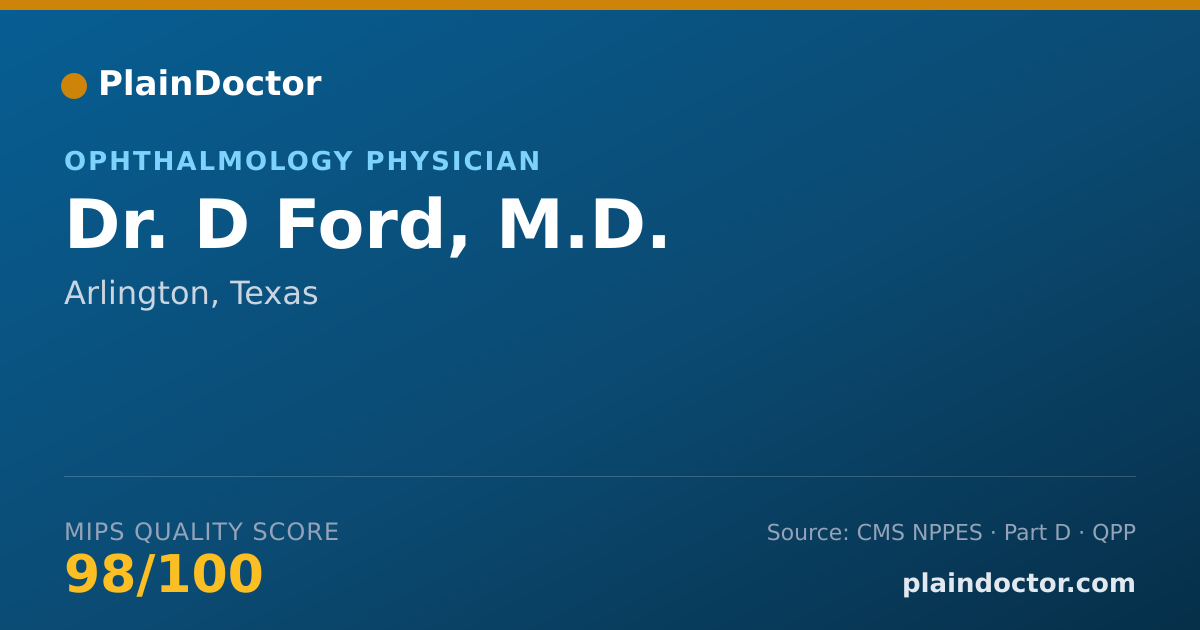 Shareable card for D Ford, M.D. - Ophthalmology Physician, Arlington, TX