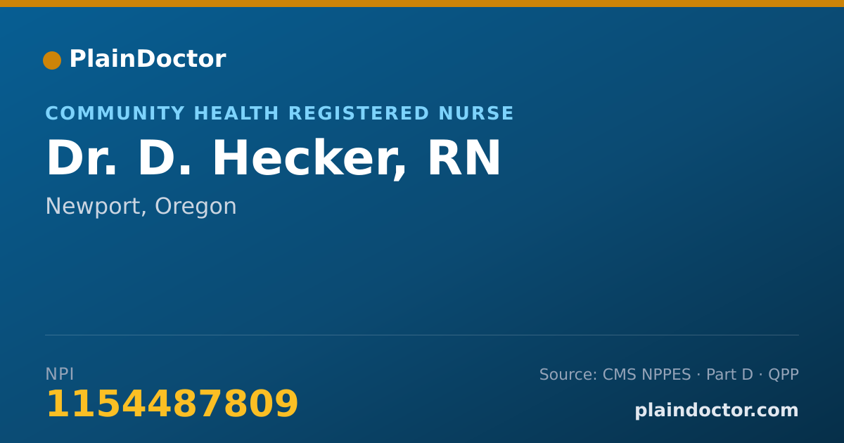 Shareable card for D. Hecker, RN - Community Health Registered Nurse, Newport, OR