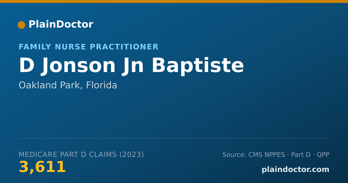 Shareable card for D Jonson Jn Baptiste - Family Nurse Practitioner, Oakland Park, FL