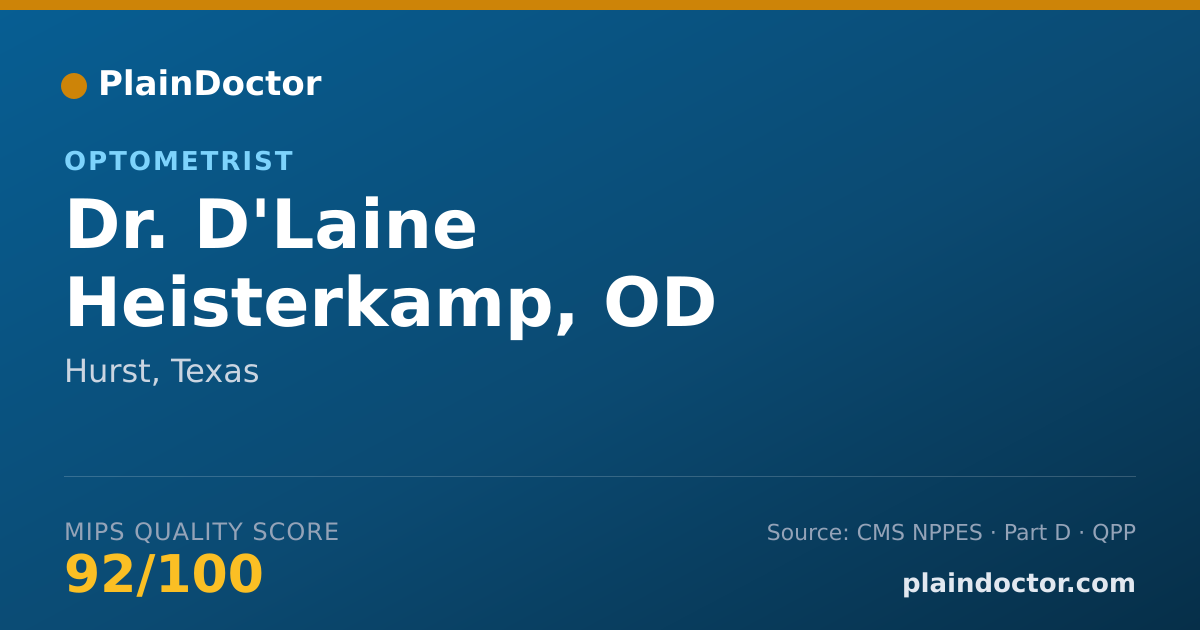 Shareable card for D'Laine Heisterkamp, OD - Optometrist, Hurst, TX