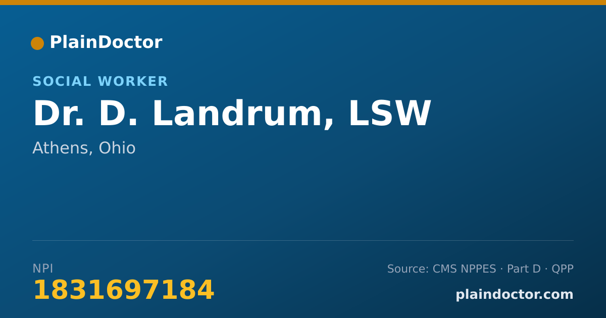 Shareable card for D. Landrum, LSW - Social Worker, Athens, OH