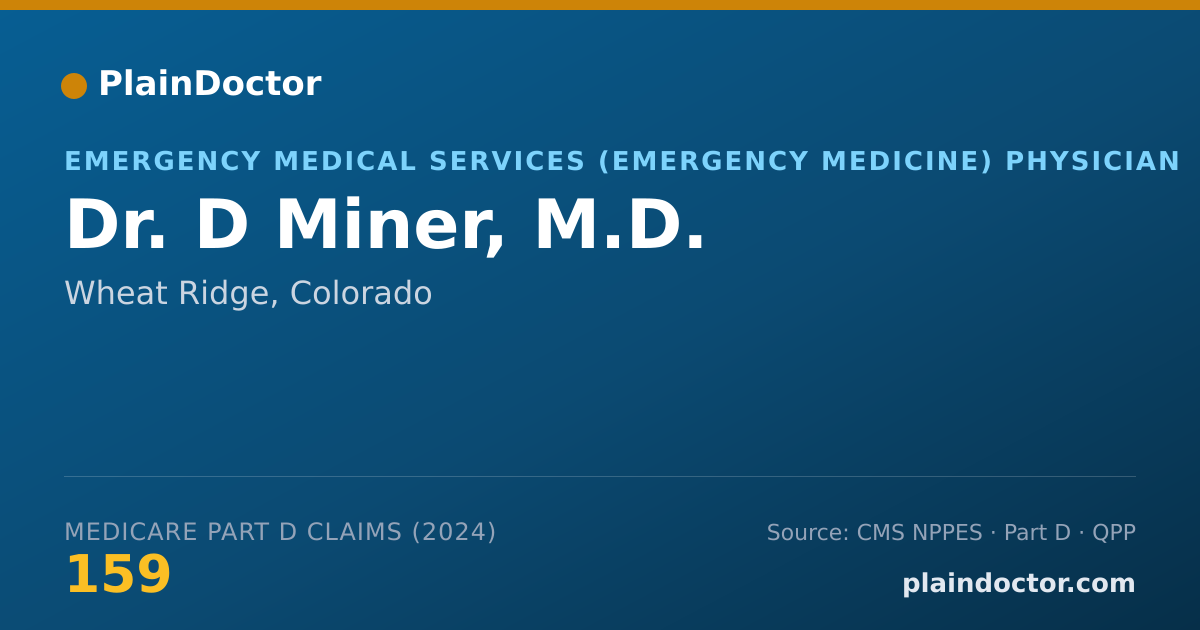 Shareable card for D Miner, M.D. - Emergency Medical Services (Emergency Medicine) Physician, Wheat Ridge, CO