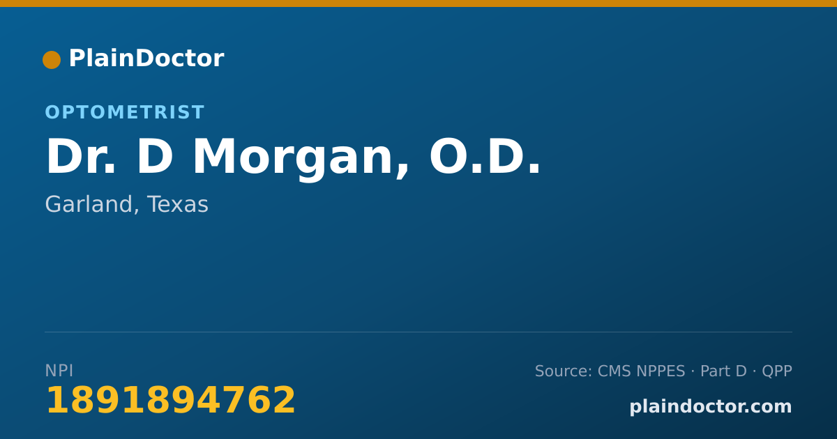 Shareable card for D Morgan, O.D. - Optometrist, Garland, TX