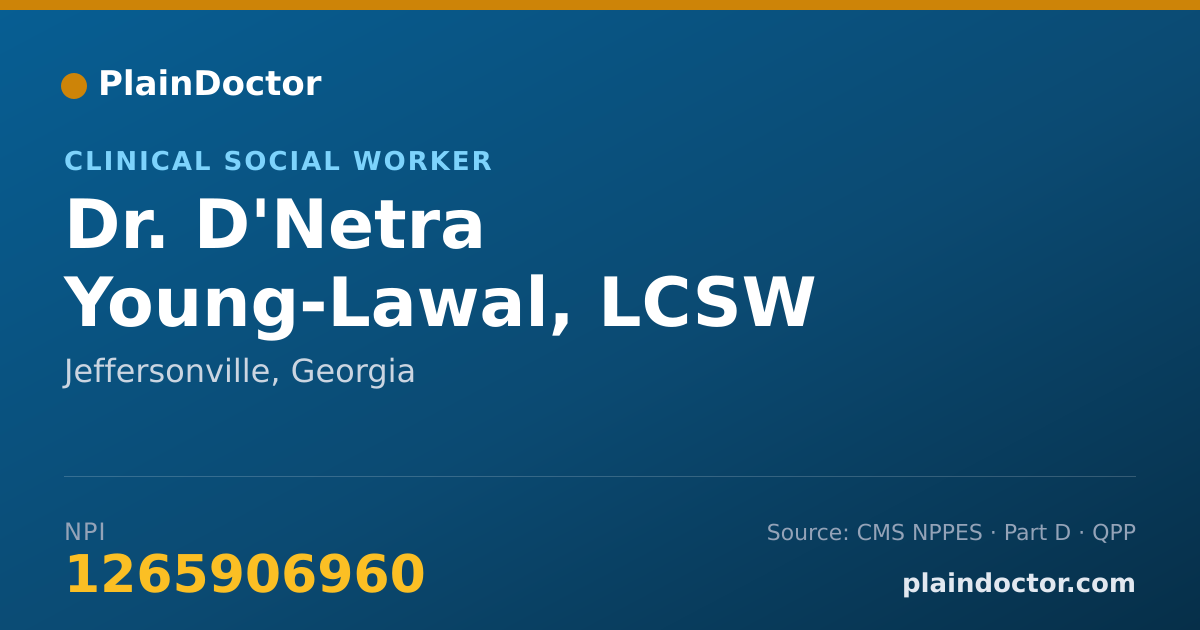 Shareable card for D'Netra Young-Lawal, LCSW - Clinical Social Worker, Jeffersonville, GA