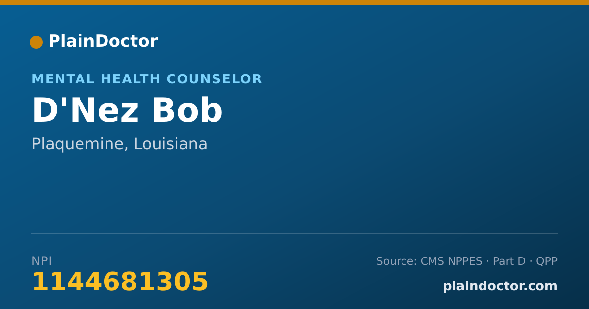 Shareable card for D'Nez Bob - Mental Health Counselor, Plaquemine, LA