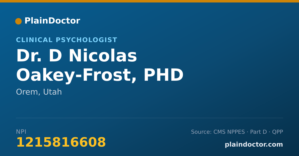 Shareable card for D Nicolas Oakey-Frost, PHD - Clinical Psychologist, Orem, UT