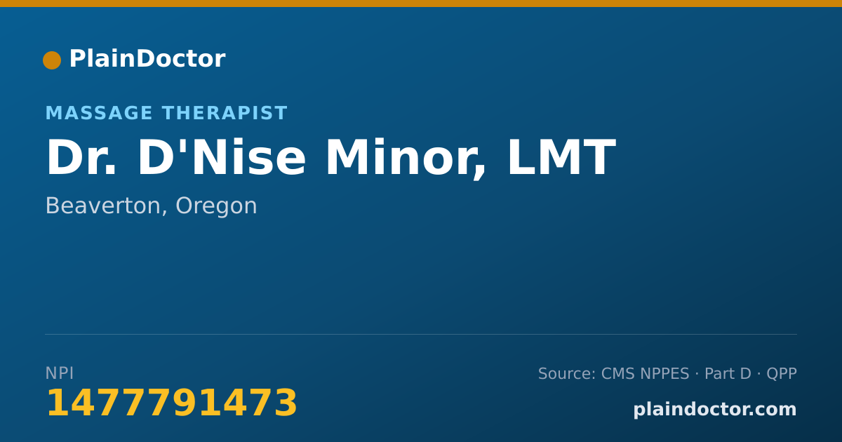 Shareable card for D'Nise Minor, LMT - Massage Therapist, Beaverton, OR