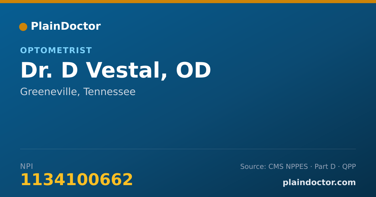 Shareable card for D Vestal, OD - Optometrist, Greeneville, TN