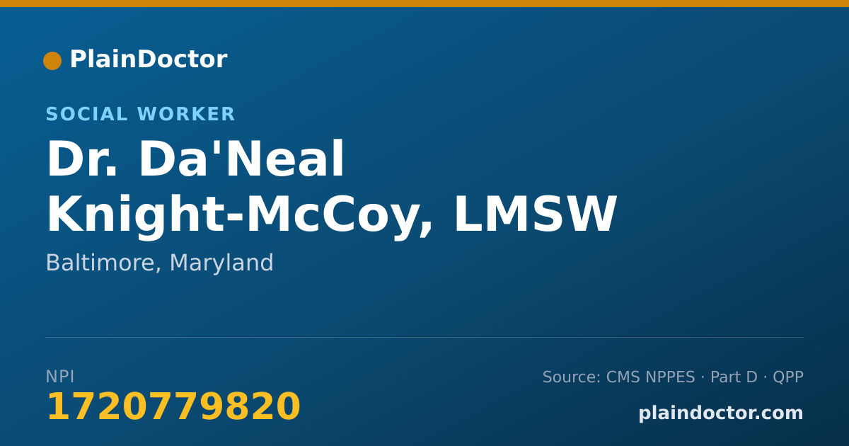 Shareable card for Da'Neal Knight-McCoy, LMSW - Social Worker, Baltimore, MD