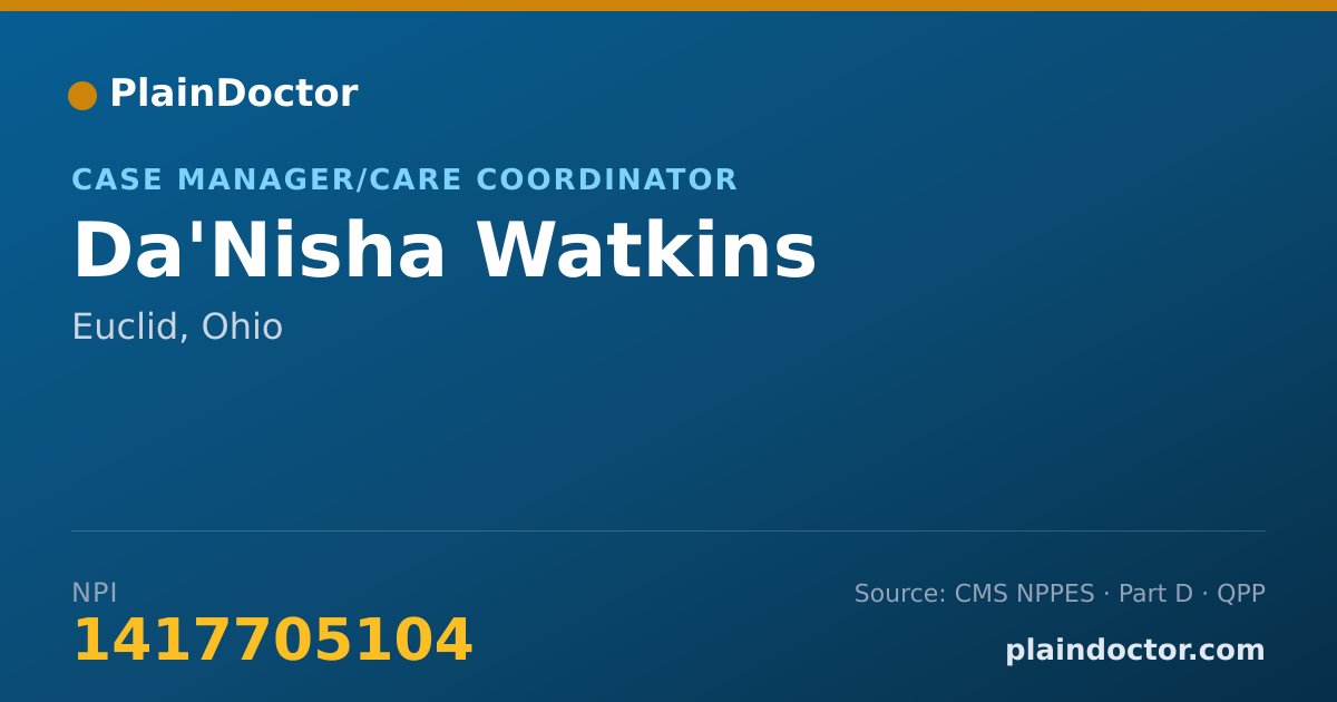 Shareable card for Da'Nisha Watkins - Case Manager/Care Coordinator, Euclid, OH