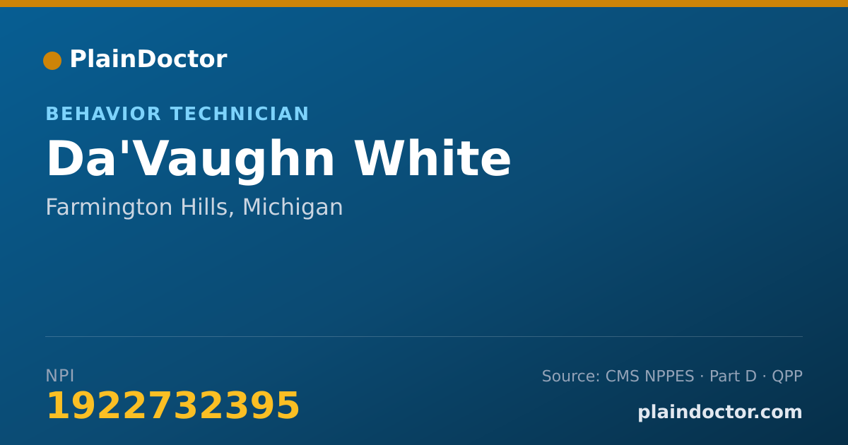 Shareable card for Da'Vaughn White - Behavior Technician, Farmington Hills, MI