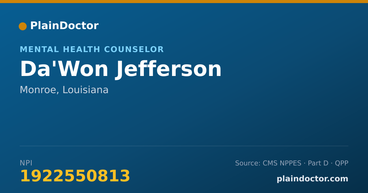 Shareable card for Da'Won Jefferson - Mental Health Counselor, Monroe, LA