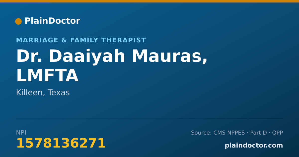 Shareable card for Daaiyah Mauras, LMFTA - Marriage & Family Therapist, Killeen, TX