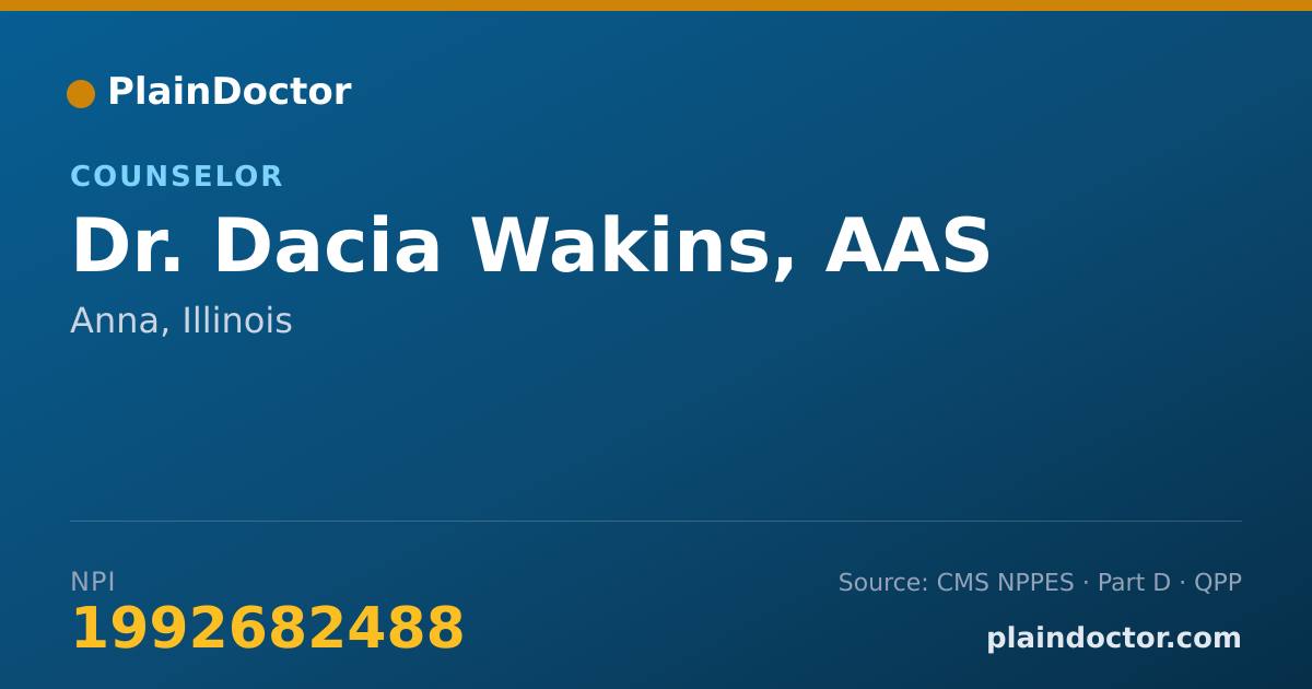 Shareable card for Dacia Wakins, AAS - Counselor, Anna, IL