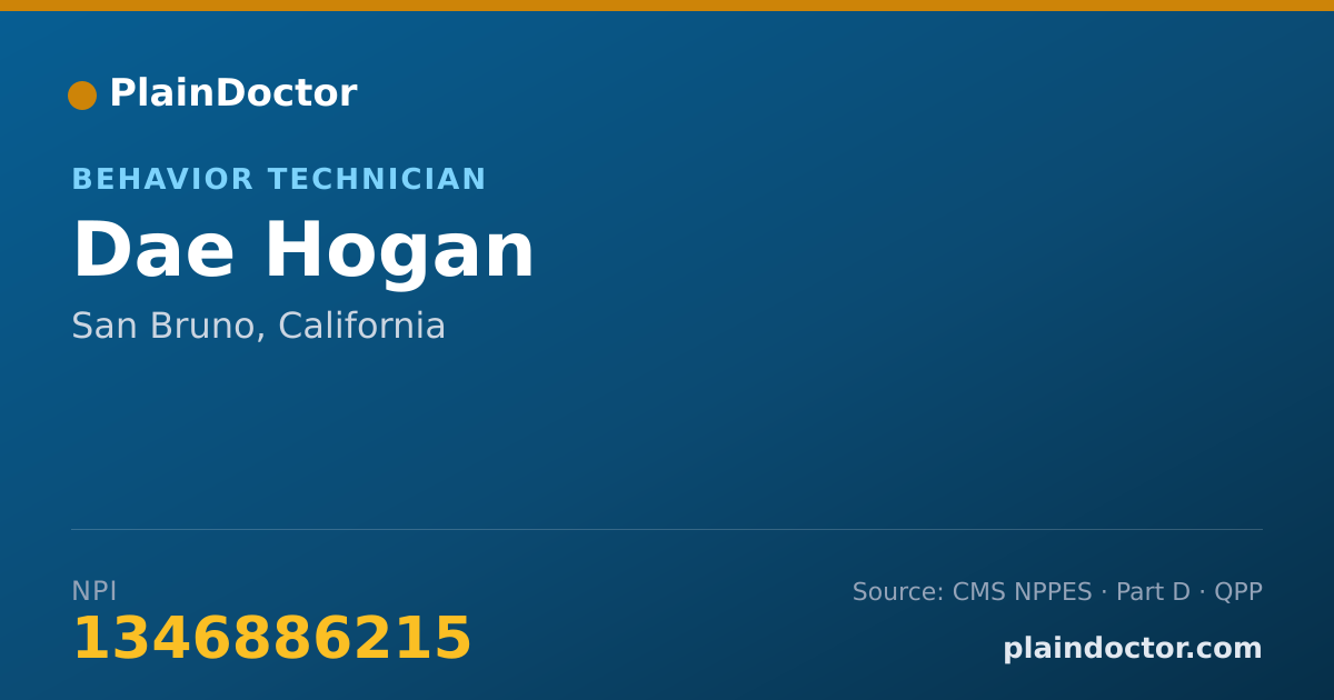 Shareable card for Dae Hogan - Behavior Technician, San Bruno, CA