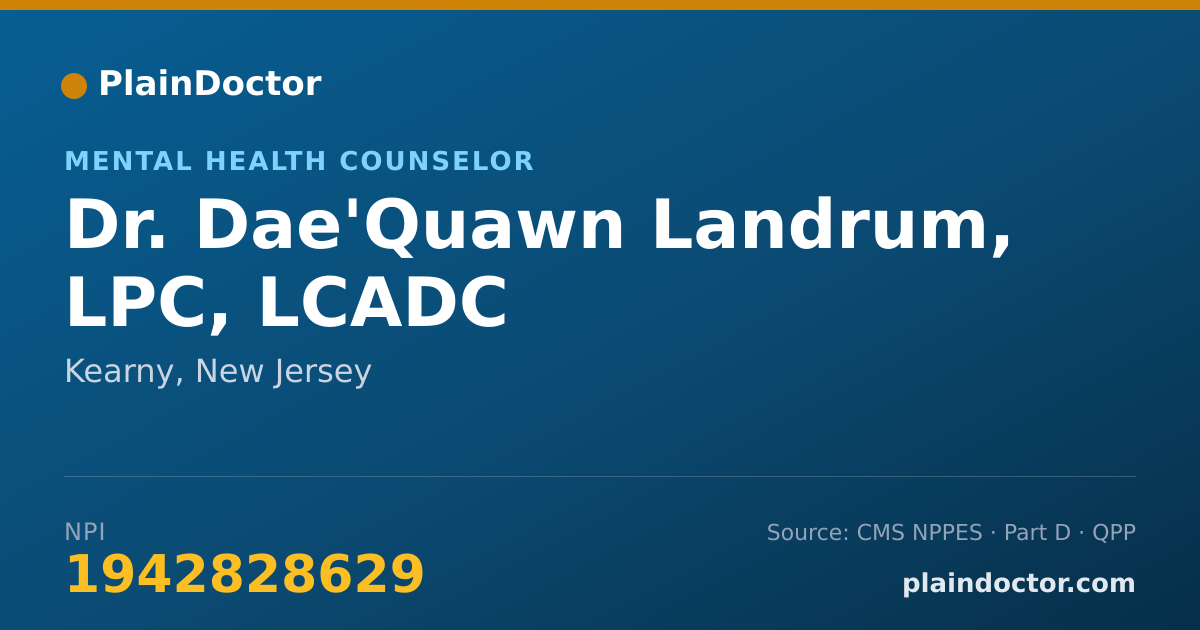 Shareable card for Dae'Quawn Landrum, LPC, LCADC - Mental Health Counselor, Kearny, NJ