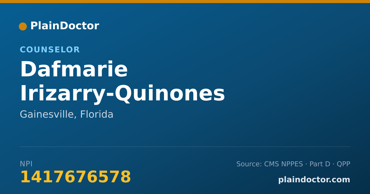 Shareable card for Dafmarie Irizarry-Quinones - Counselor, Gainesville, FL