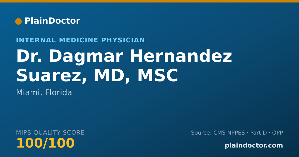 Shareable card for Dagmar Hernandez Suarez, MD, MSC - Internal Medicine Physician, Miami, FL