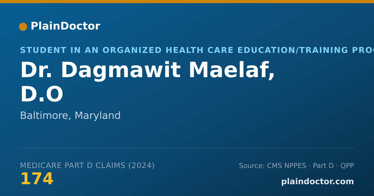 Shareable card for Dagmawit Maelaf, D.O - Student in an Organized Health Care Education/Training Program, Baltimore, MD