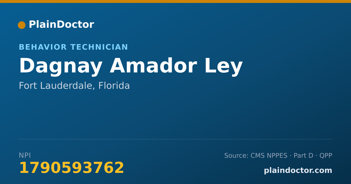 Shareable card for Dagnay Amador Ley - Behavior Technician, Fort Lauderdale, FL