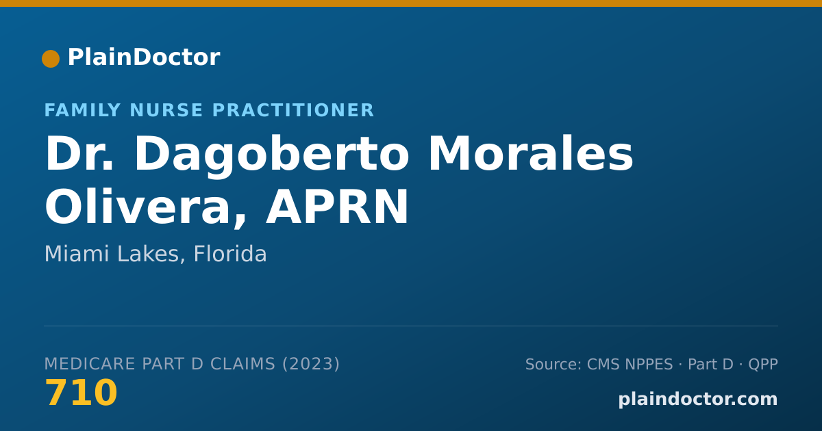 Shareable card for Dagoberto Morales Olivera, APRN - Family Nurse Practitioner, Miami Lakes, FL