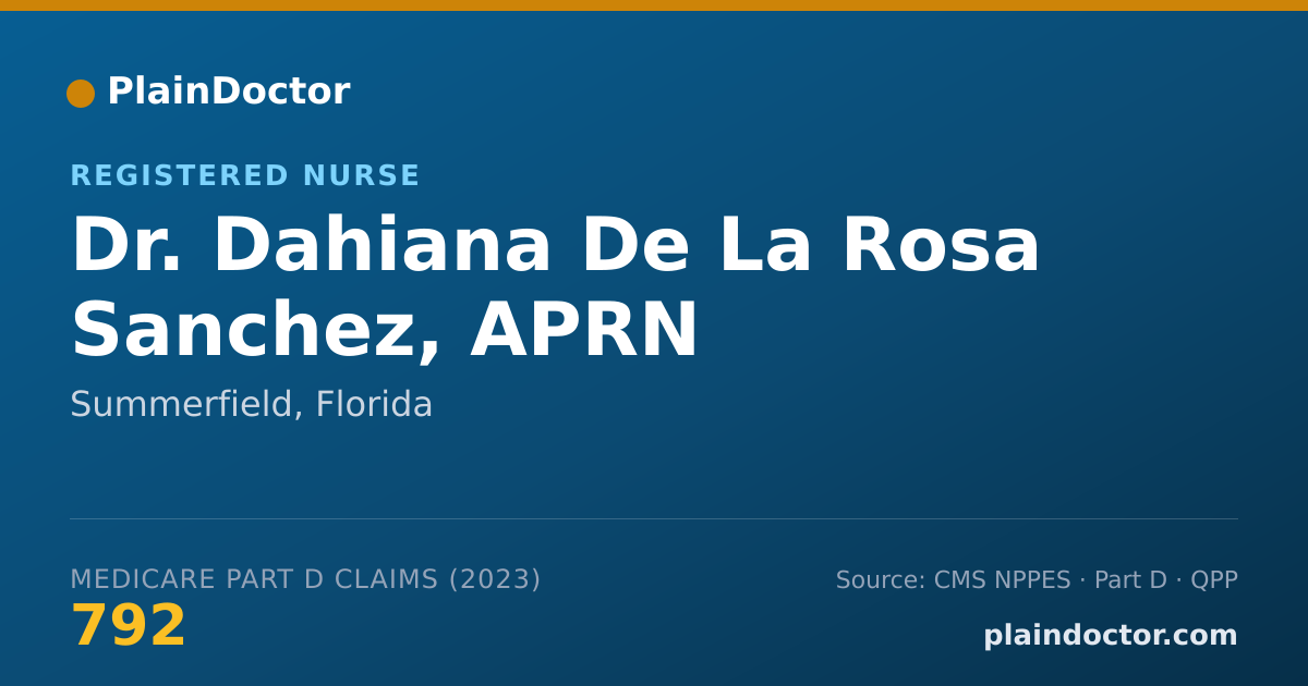Shareable card for Dahiana De La Rosa Sanchez, APRN - Registered Nurse, Summerfield, FL