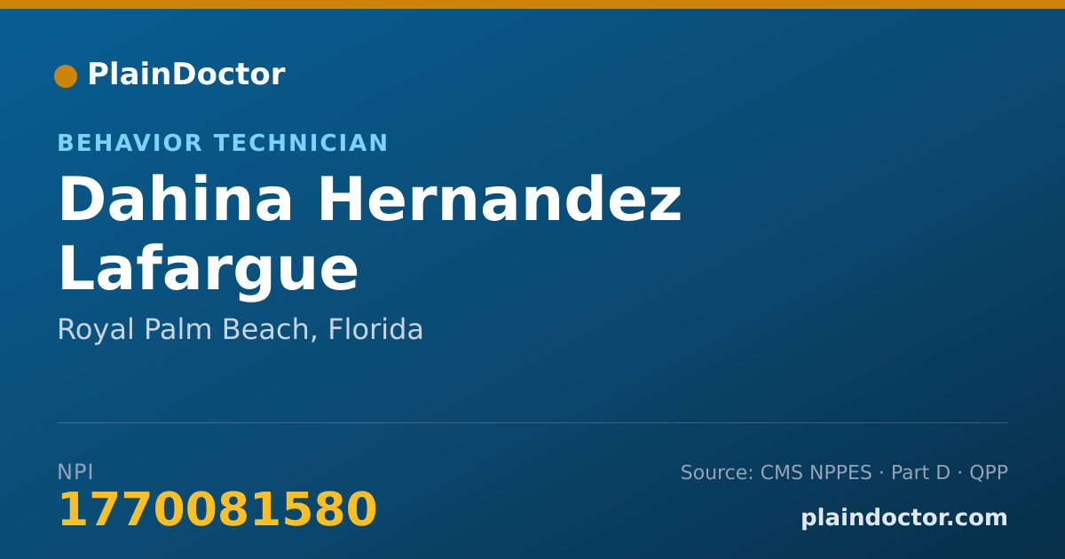Shareable card for Dahina Hernandez Lafargue - Behavior Technician, Royal Palm Beach, FL