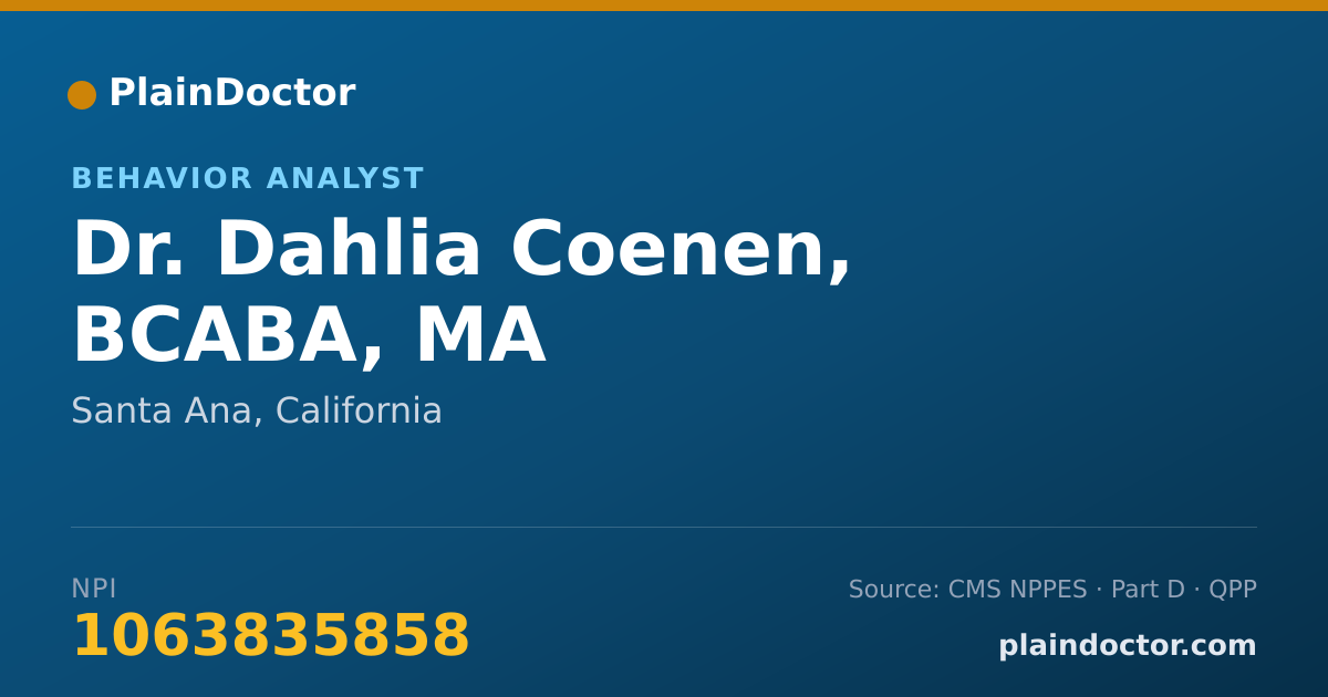 Shareable card for Dahlia Coenen, BCABA, MA - Behavior Analyst, Santa Ana, CA