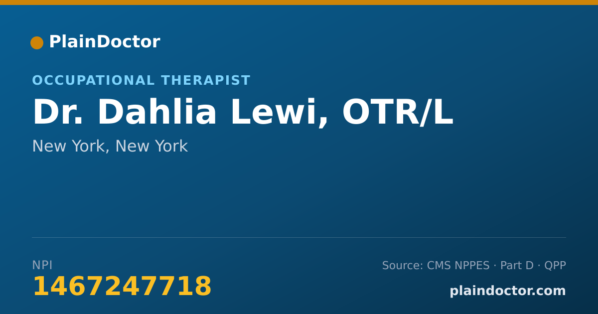 Shareable card for Dahlia Lewi, OTR/L - Occupational Therapist, New York, NY
