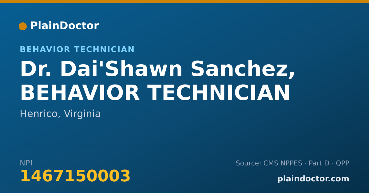 Shareable card for Dai'Shawn Sanchez, BEHAVIOR TECHNICIAN - Behavior Technician, Henrico, VA
