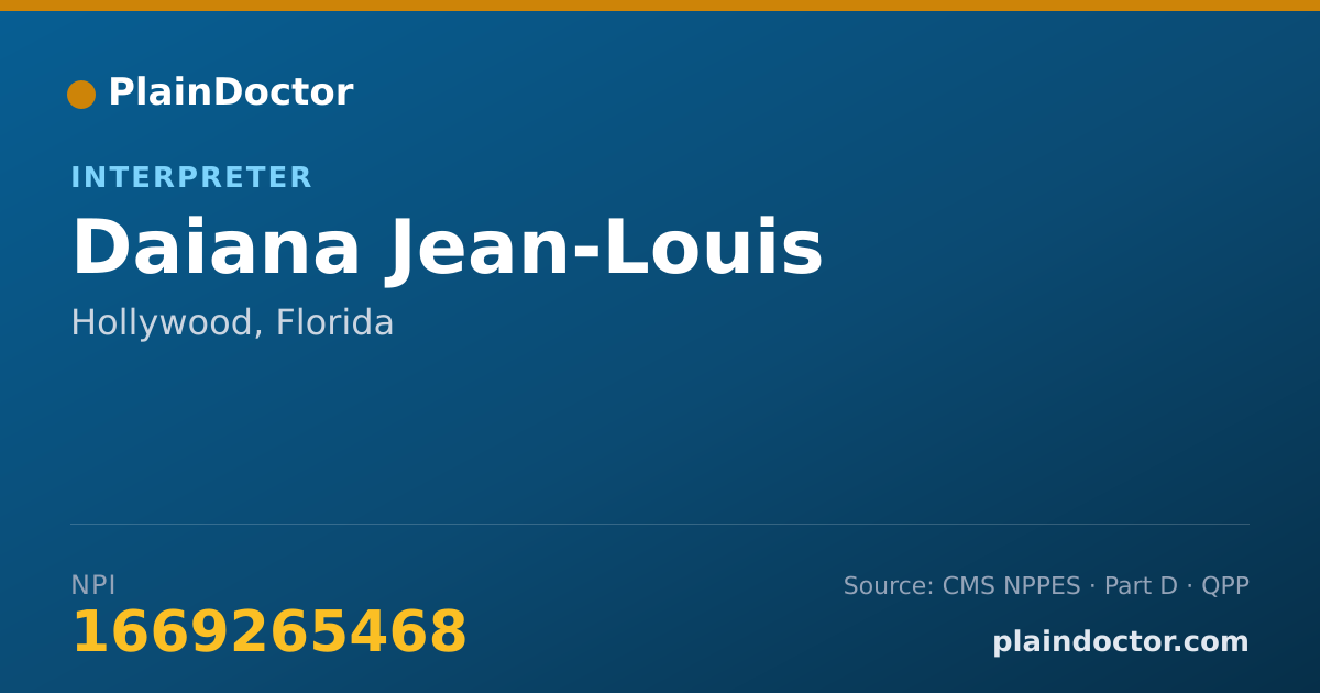 Shareable card for Daiana Jean-Louis - Interpreter, Hollywood, FL