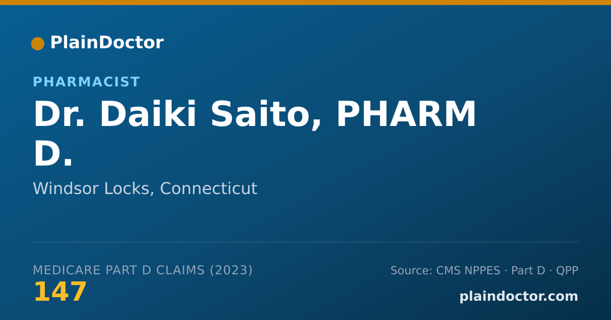 Shareable card for Daiki Saito, PHARM D. - Pharmacist, Windsor Locks, CT