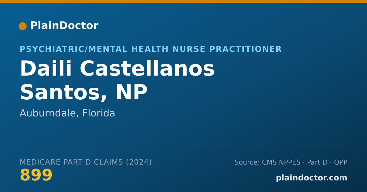 Shareable card for Daili Castellanos Santos, NP - Psychiatric/Mental Health Nurse Practitioner, Lakeland, FL