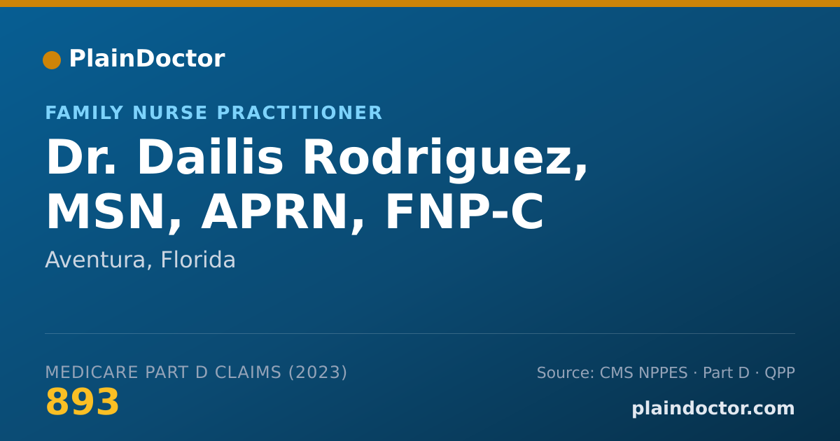 Shareable card for Dailis Rodriguez, MSN, APRN, FNP-C - Family Nurse Practitioner, Aventura, FL